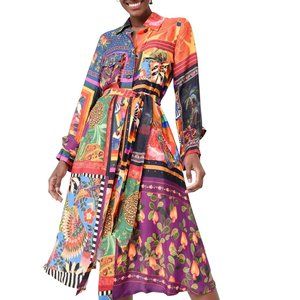 FARM Rio Mix Scarves Chemise Midi Dress
